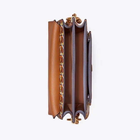 Tory Burch Robinson printed mini shoulder bag aged camellia basket weave NEW - Picture 4 of 12